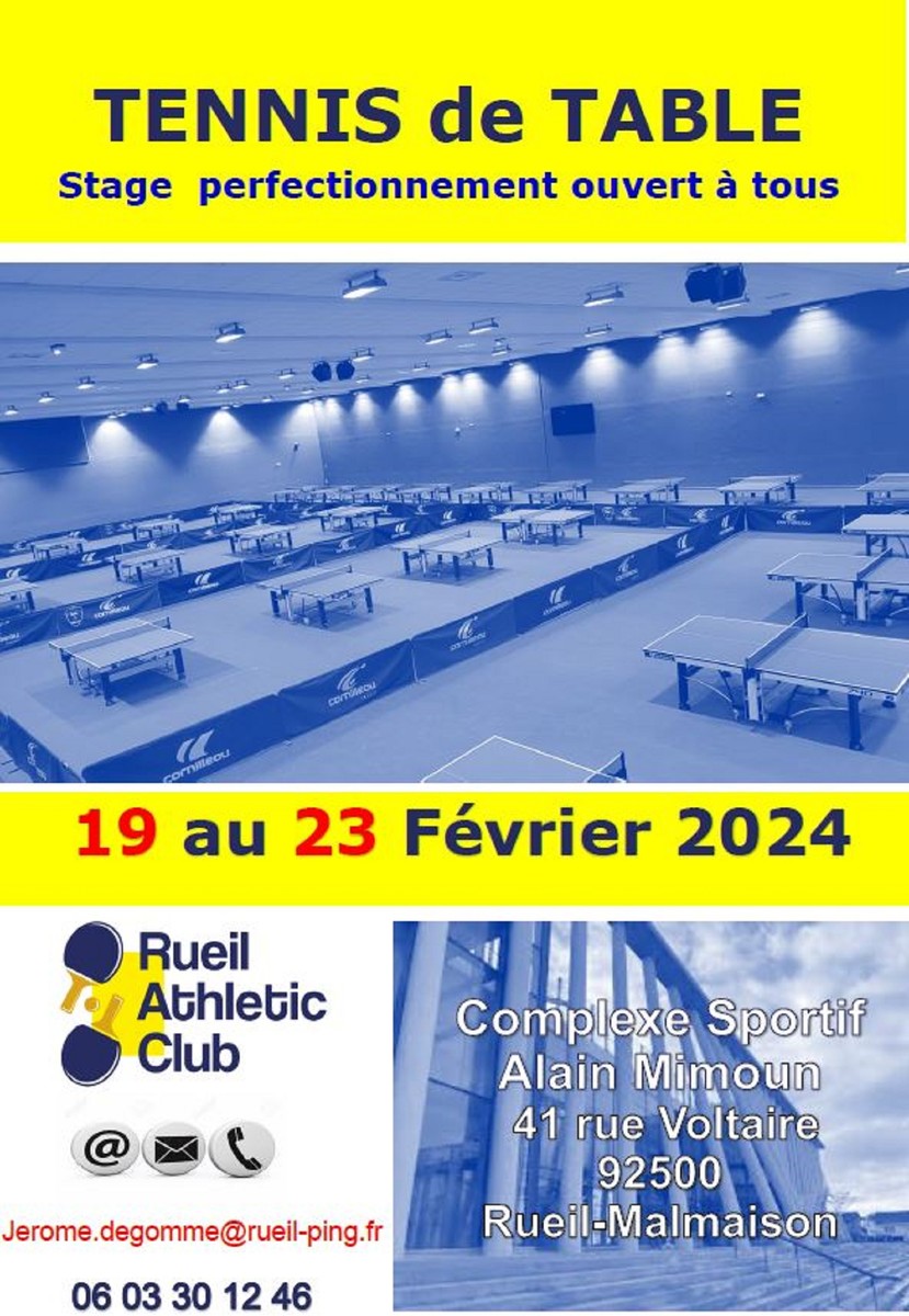 Stage de Ping du 19 au 23 février 2024