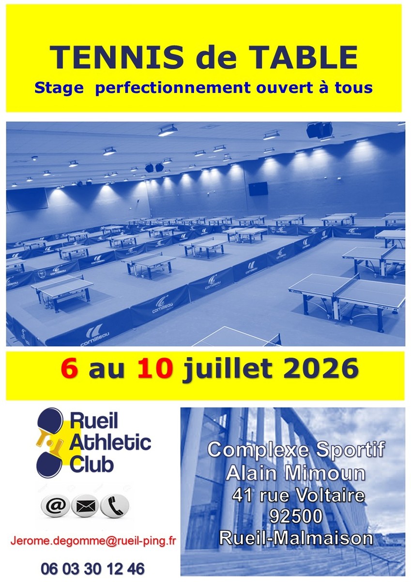 Stage de Ping du 6 au 10 juillet 2026 à Rueil-Malmaison